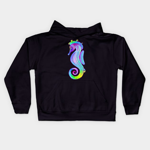 Watercolor Seahorse Art Kids Hoodie by AlondraHanley